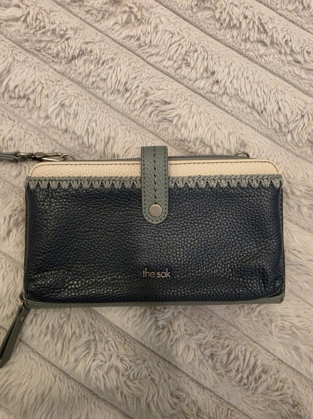 the sak Navy and Cream Leather Wallet Crossbody
